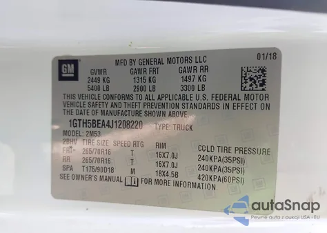 2018 GMC Canyon из США, поврежденный, VIN 1GTH5BEA4J1208220